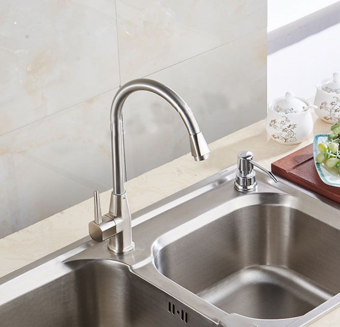 Brushed Nickel Kitchen Sink Faucet Single Hole Swivel Sprayer Brushed Nickel Kitchen Sink Faucet Single Hole Swivel Sprayer Mixer Tap360 Bathroom Cleaners Beach Home Decor