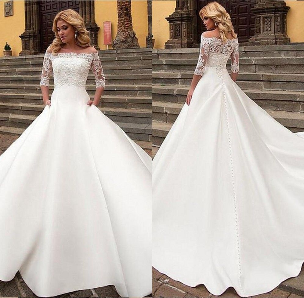white a line wedding gowns