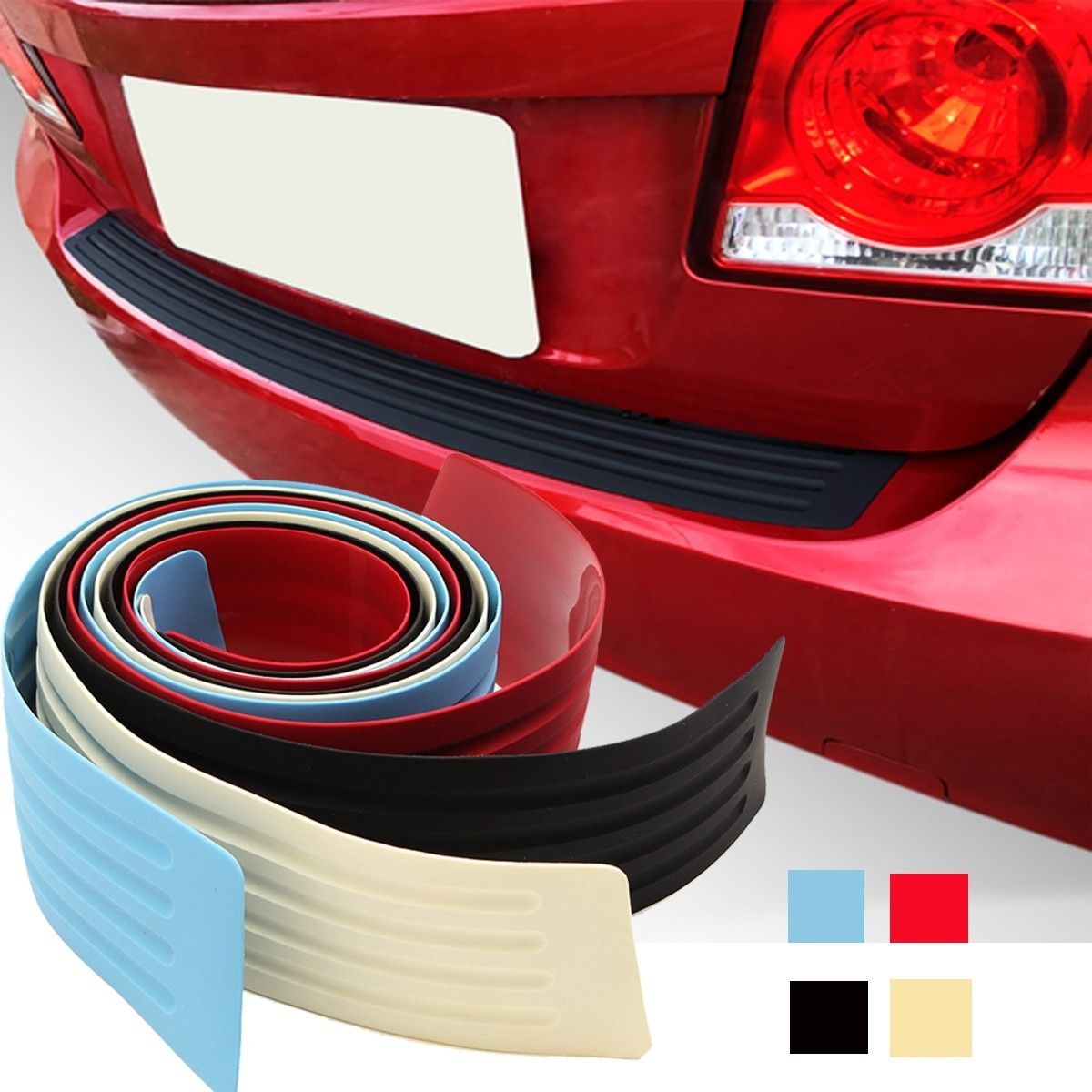 Car Rear Bumper Sill Protector Plate Rubber Cover Guard Back Door Boot Trim Lip Splitter Body