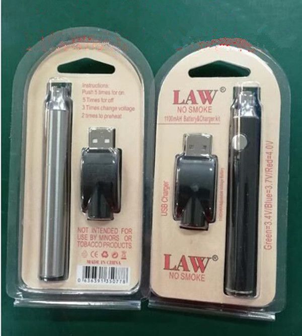 Law Preheat Battery Blister Pack With USB Charger Kit 1100mah Large