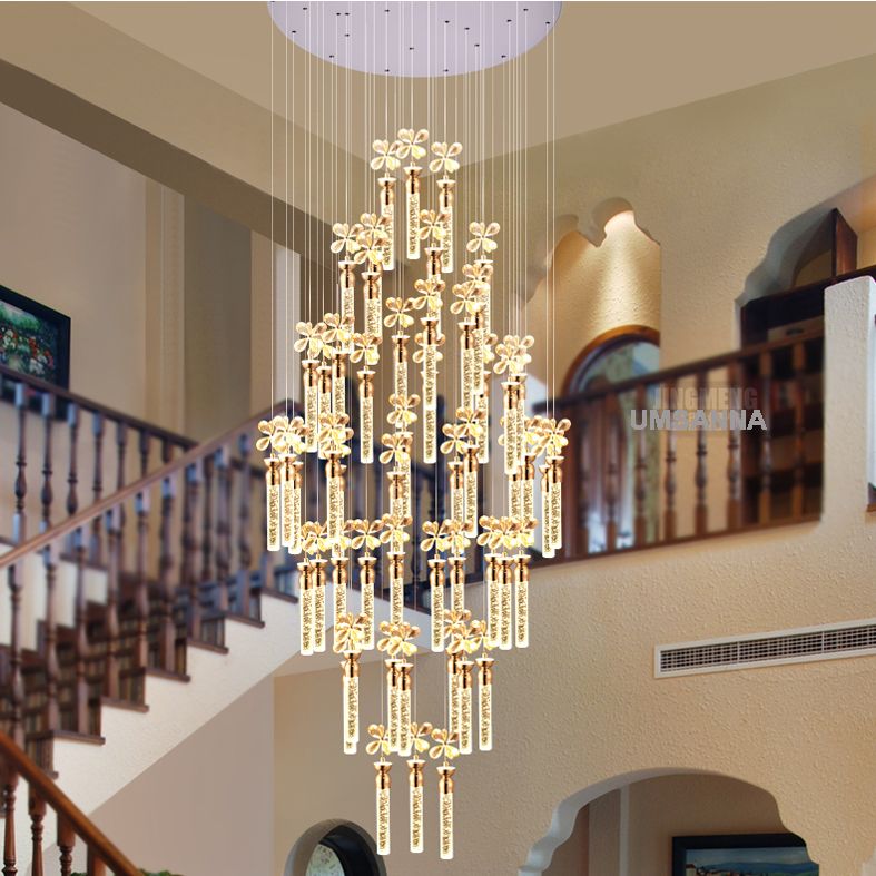 Led Modern Crystal Chandelier Bubble Bar American Chandeliers Lights Fixture Big Long Stair Hanging Home Indoor Lighting Lamps