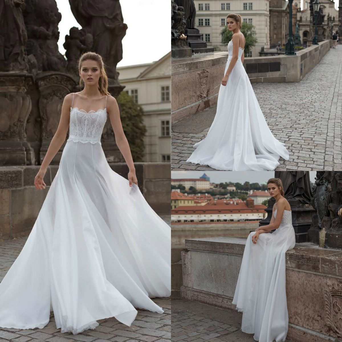 Discount Fairy Helena Kolan A Line Wedding Dresses Spaghetti Chiffon