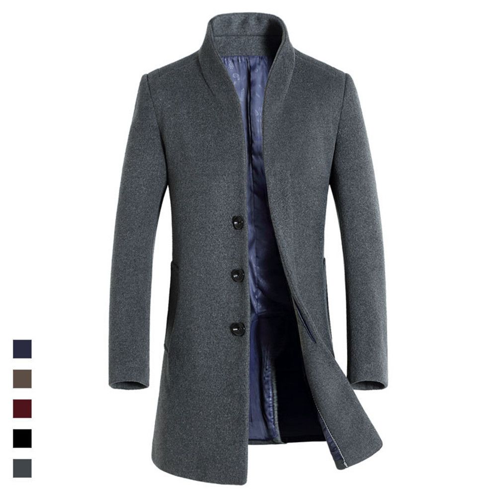 2018 Autumn winter Male Woolen Coats Middle Long Business Jackets Mens solid color Thicken Warm Wool&blends Overcoat Size 3XL Y18103102 2018 Autumn winter Male Woolen Coats Middle Long Business Jackets Mens solid color Thicken Warm Wool&blends Overcoat Size 3XL Y18103102