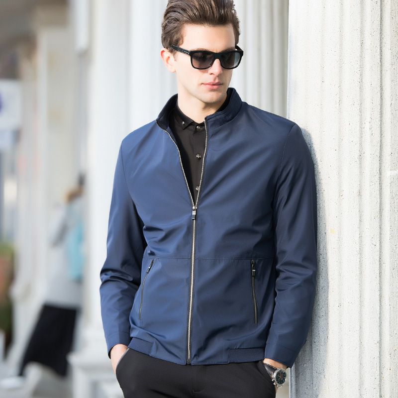 Abrigo De Moda Chaqueta De Bombardero Masculina De Color Sól Abrigo De Moda Chaqueta De Bombardero Masculina De Color Sól