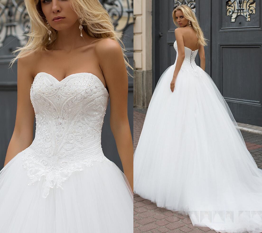 Strapless Wedding Dresses with Beading