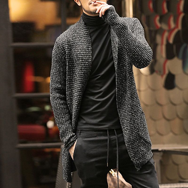 long black cardigan sweater with hoodie men