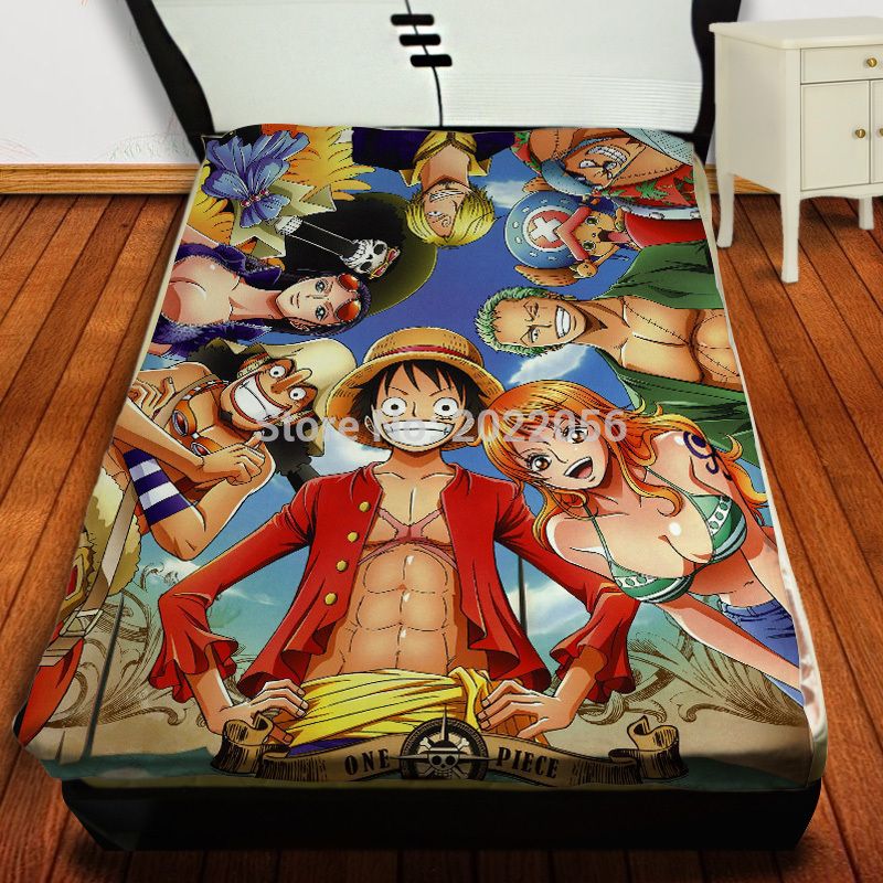 Anime Manga One Piece Throw Blanket 011 Yellow And Grey Throw Blanket Fuzzy White Blanket From
