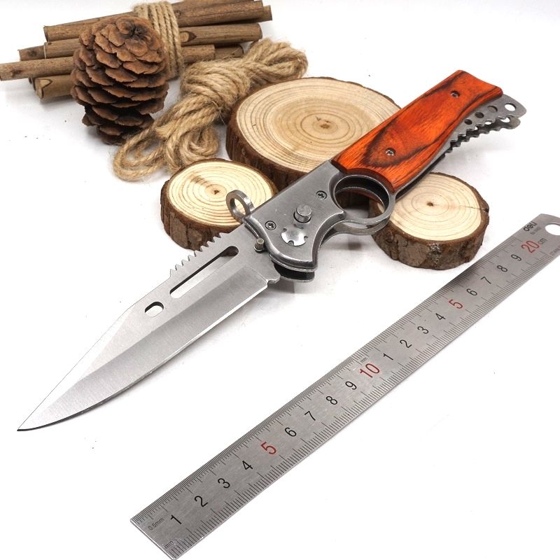 Big Size AK47 Folding Gun Knife Pocket Tactical Knife 440 Blade Wood Handle Hunting Survival