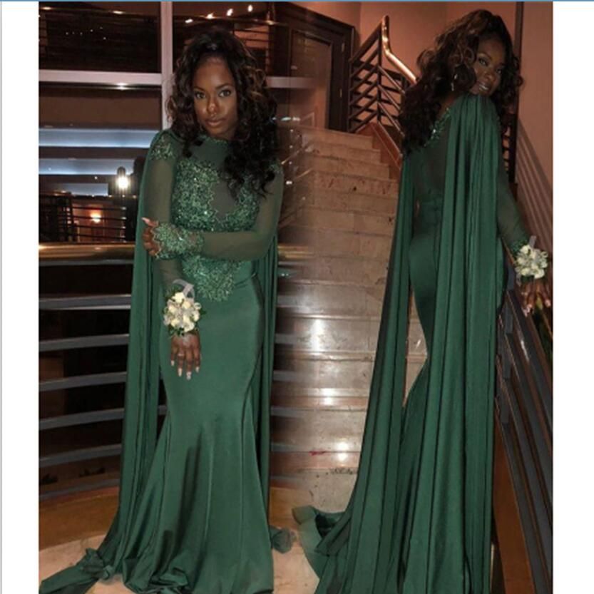 hunter green mermaid prom dress