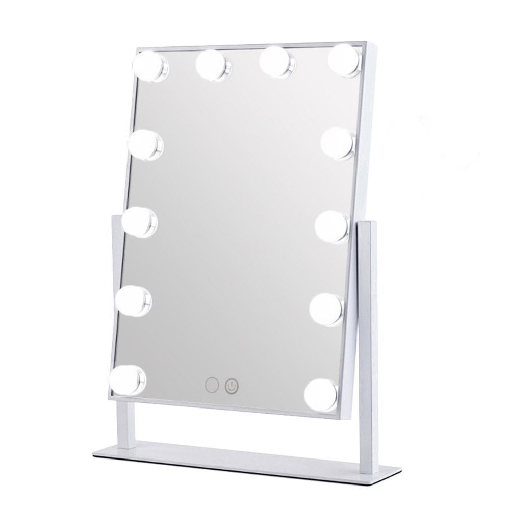 Hollywood Makeup Vanity Mirror Tabletops Lighted Cosmetic With 12 Led Dimmable Bulbs