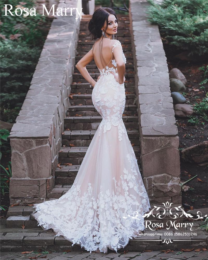 blush mermaid wedding dress