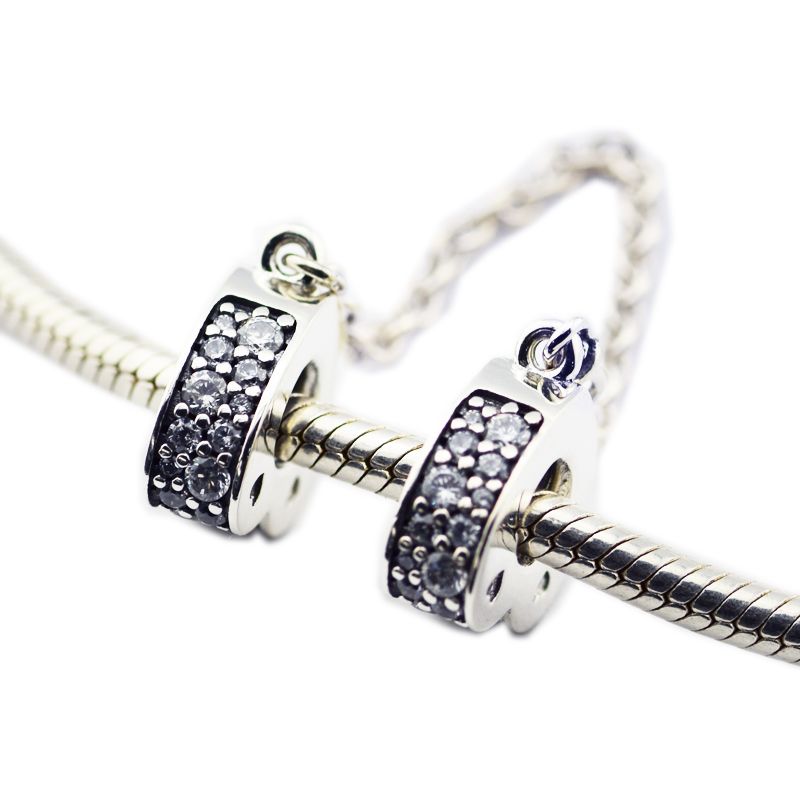 2018 Primavera 925 Sparkling Silver Arcs di fascini della catena di sicurezza Amore Beads Si adatta originali monili che fanno le donne Bracciali Pandora