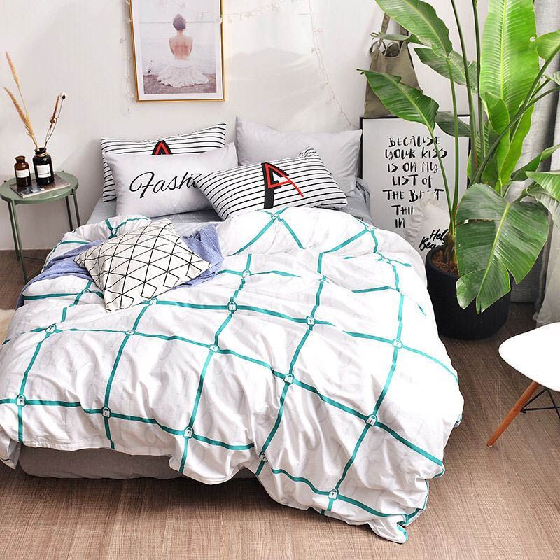 New Style Soft Bedding Set Colorful Plaid Sets Duvet Cover New Style Soft Bedding Set Colorful Plaid Sets Duvet Cover Pillowcase Sheet Twin Queen King Size Tj 40 White Comforter From