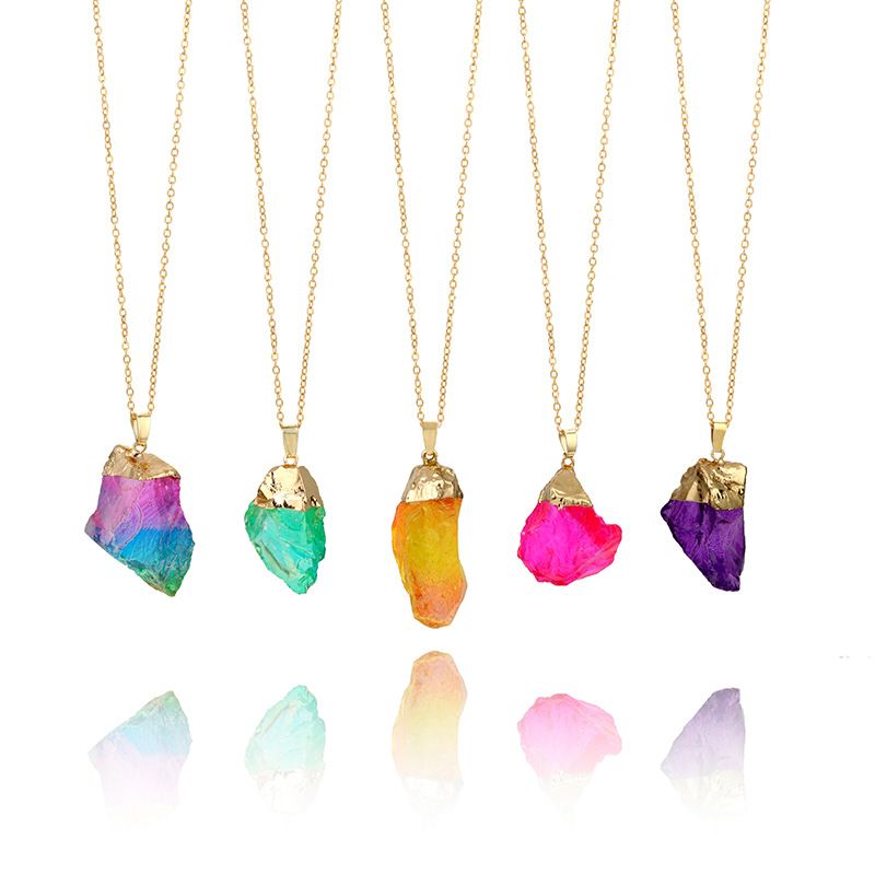 Whole Crystal Pendant Necklaces Irregular Natural Stone Necklace Whole Crystal Pendant Necklaces Irregular Natural Stone Necklace Raw Quartz Pendants Fashion Jewelry Holiday Gifts Silver Bracelets Chain