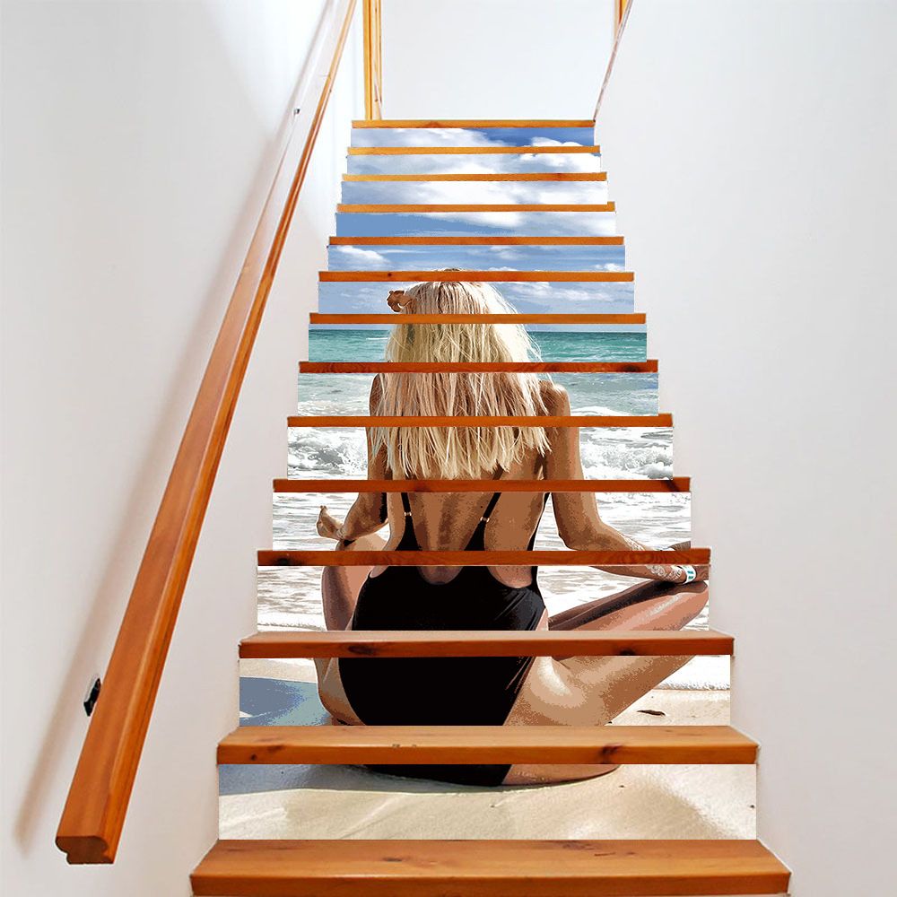 Compre Moda Creativa Arena Beach Yoga Belleza Pegatinas De Pared Para