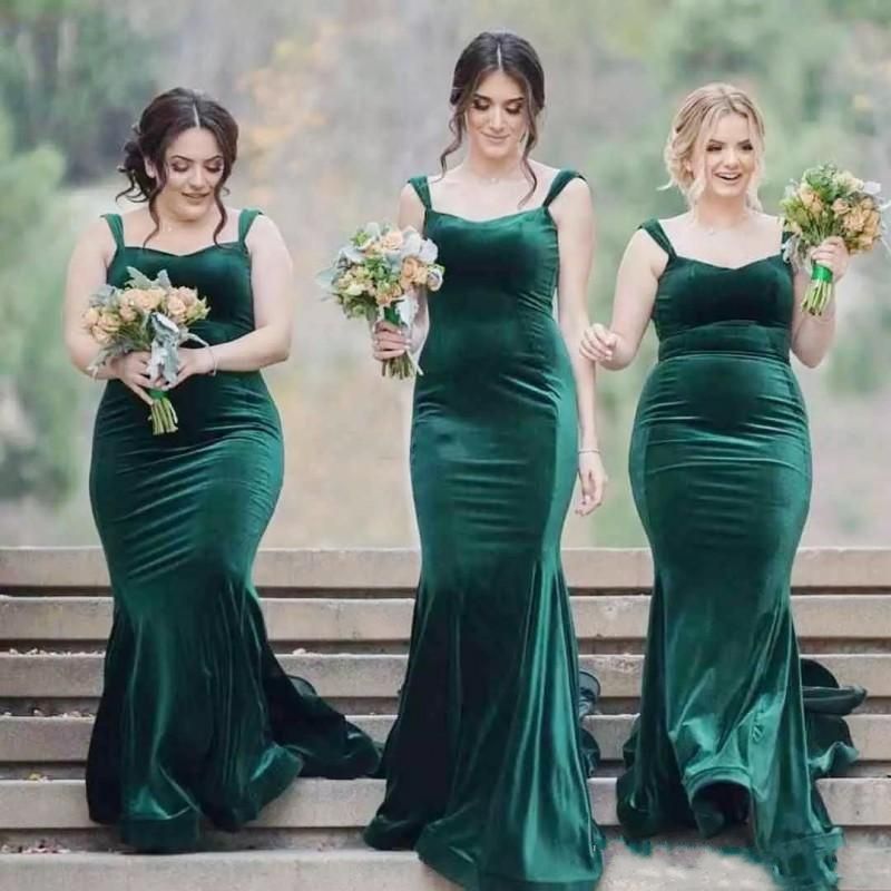 green velvet bridesmaid dresses
