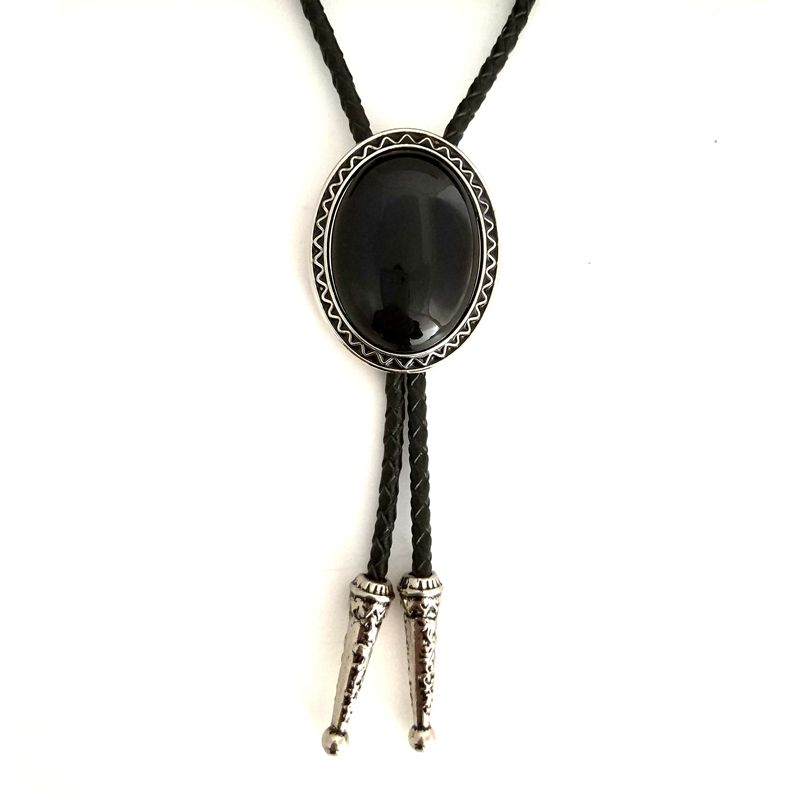 Mens Accessories Western Cowboy Bolo Tie Black Leather With Metal ...