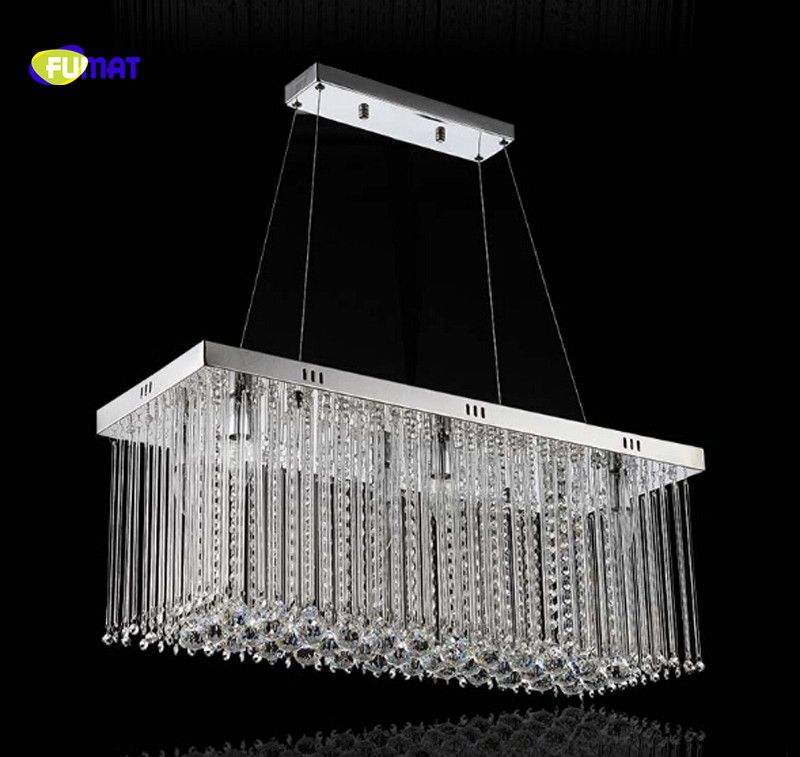 New Rectangle Design Rgb Led K9 Crystal Stainess Steel Pendant Light New Rectangle Design Rgb Led K9 Crystal Stainess Steel Pendant Light Modern Dinning Room Chandelier With Remote Control Hanging Lights From Ceiling