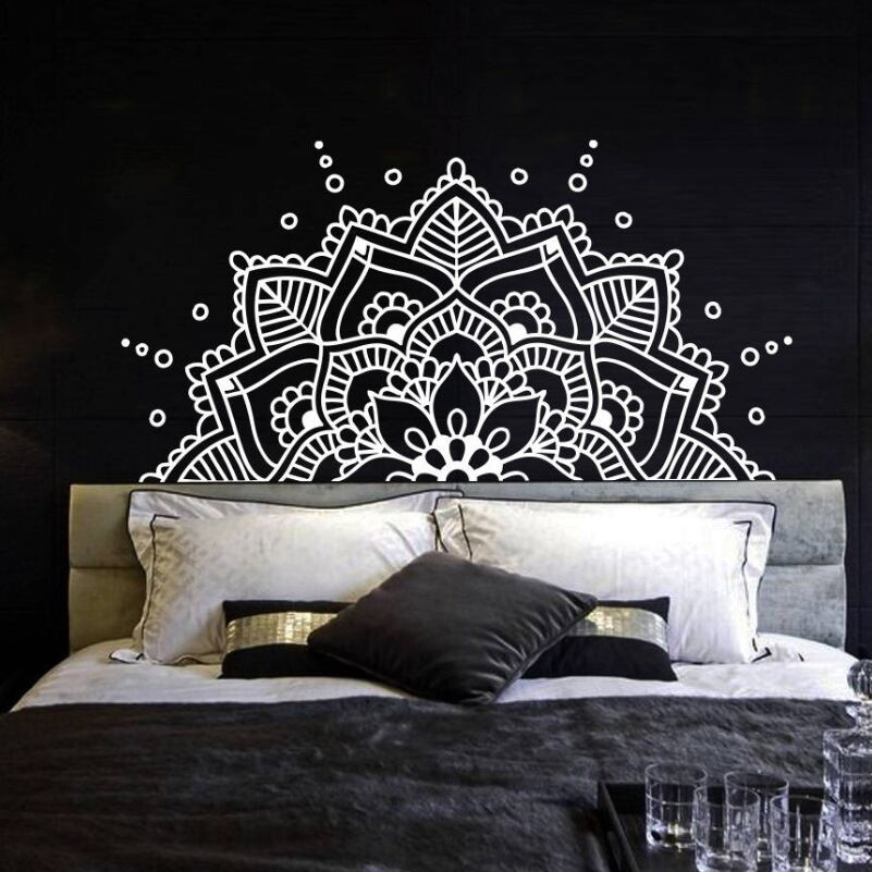 bedroom headboard boho bohemian decor half mandala wall decal yoga