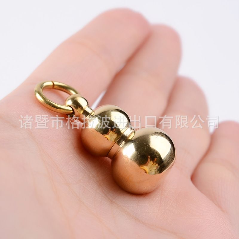 DIY Brass Lucky Gourd Shaped Keychain Key Ring Necklace Charm Pendant