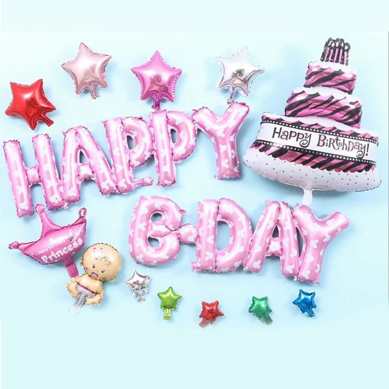 Happy Birthday Cake With Balloons Air Celebration