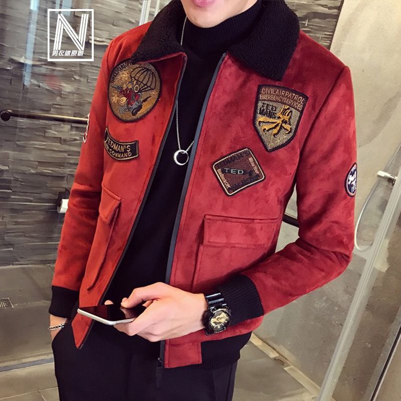 Red Bomber Jackets Mens Pilot Jackets Mens And Coat Fur Collar Erkek
