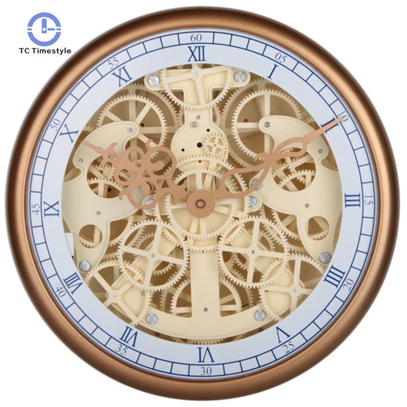 Wall Clock Perspective Mechanical Gear Watches Retro Bedside Personality Clocks Modern Design Home Decor
