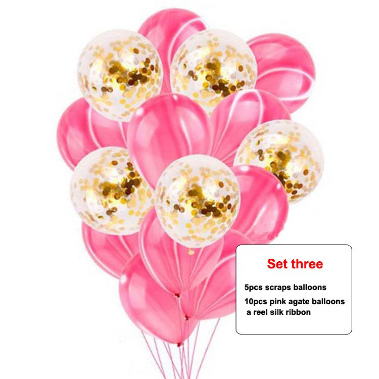 Novelty Pink Agate Balloon Pink Confetti Happy Birthday Latex Novelty Pink Agate Balloon Pink Confetti Happy Birthday Latex