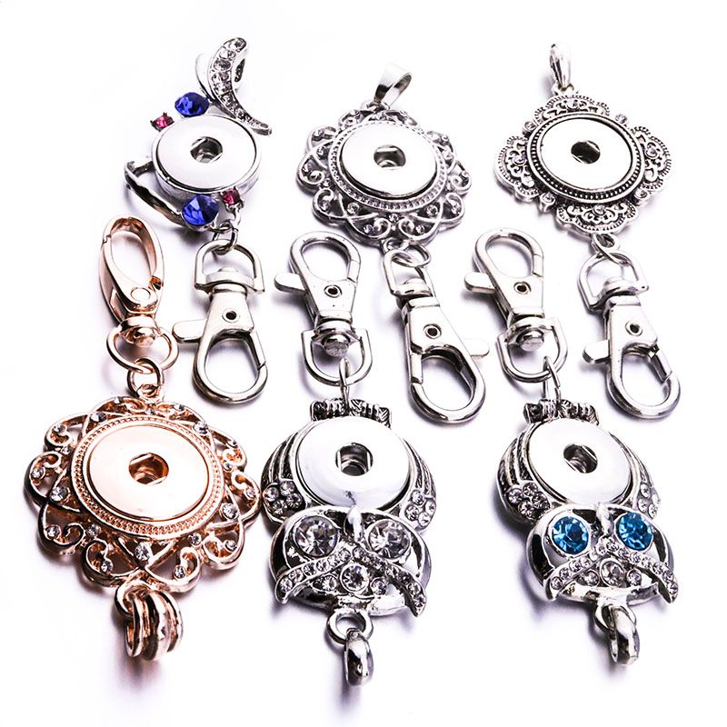 2020 Noosa Snap Button Jewelry Owl Snap Key Chains Crystal 18MM Snap