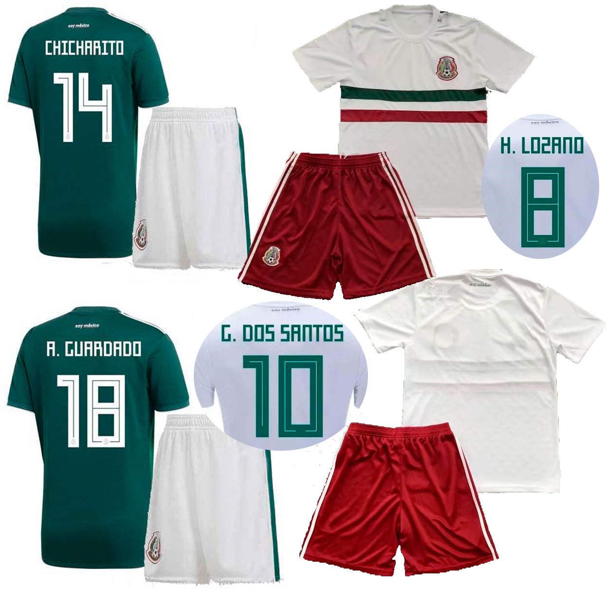 2018 2018 World Cup Mexico Home Away Soccer Jerseys Shorts CHICHARITO
