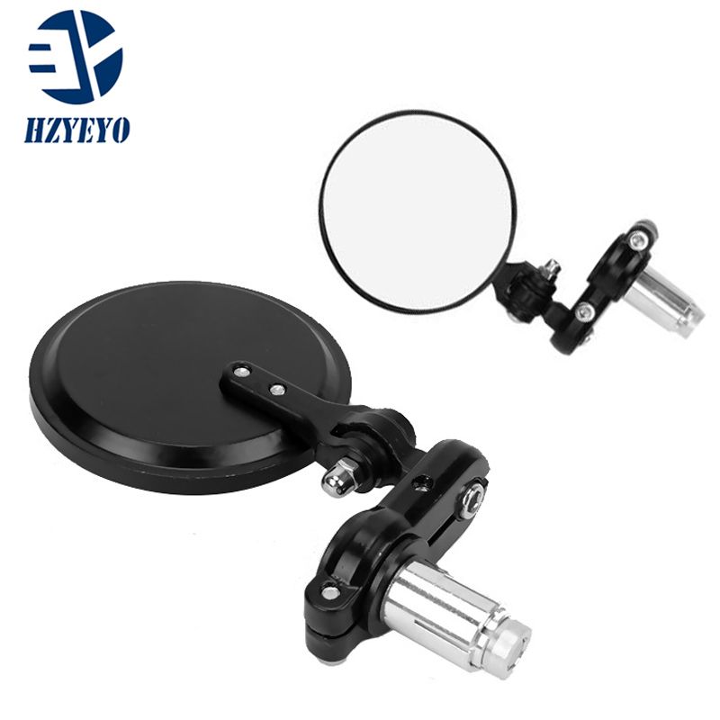 SILVER MOTORCYCLE 22MM 7//8/" HANDLE BAR END CONVEX MIRRORS FOR RACING MOTORBIKE