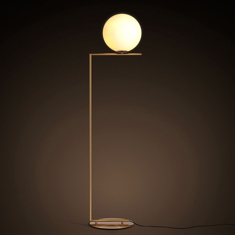 Modern Simple Gold Floor Lamps For Bedroom Led Source Contemporary Design Art Decoration White Glass Ball Lights