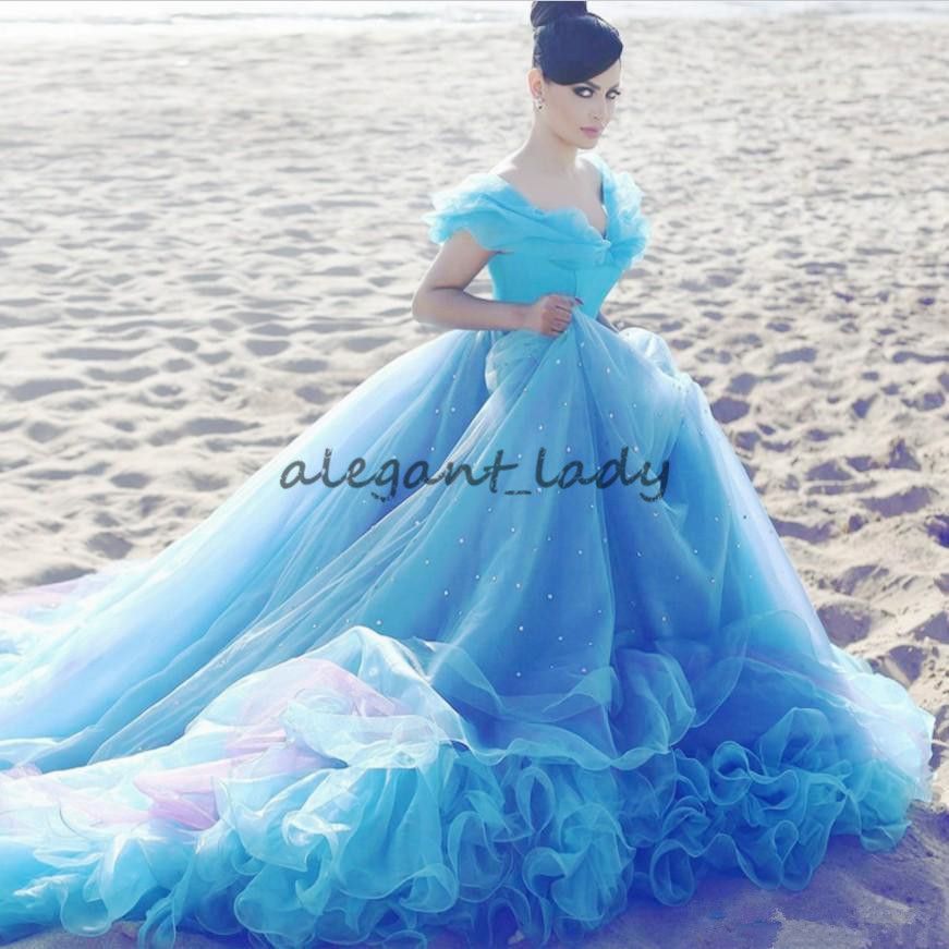 bright blue wedding dress