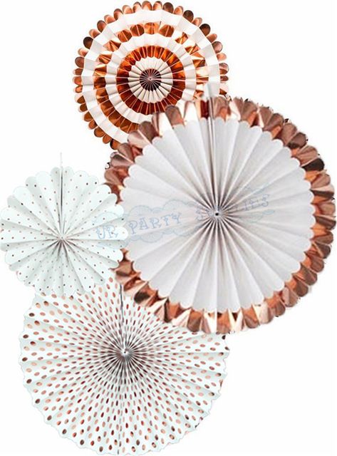 2019 White Rose Gold Paper Fans Hen Party Decor Rose Gold Rosettes