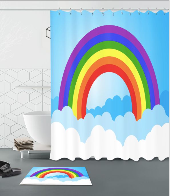 Rainbow 3d Pattern Print Custom Waterproof Bathroom Modern Shower Rainbow 3d Pattern Print Custom Waterproof Bathroom Modern Shower Curtain Polyester Fabric Door Mat Sets Uk 2019 From Paintingart2018