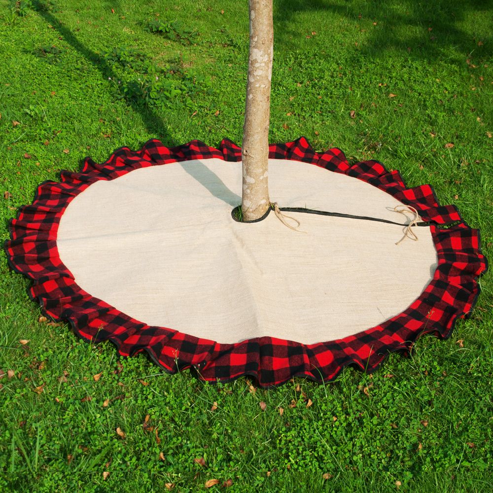 Check Burlap Christmas Tree Skirt Wholesale Blanks Cute Buffalo Plaid Jute With Ruffle For Chistmas Decorate Domil1061095 Silver Check Burlap Christmas Tree Skirt Wholesale Blanks Cute Buffalo Plaid Jute With Ruffle For Chistmas Decorate Domil1061095 Silver