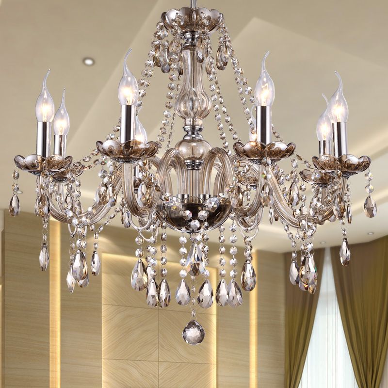 Modern Crystal Chandelier Lighting Luxury Cognac Glass Chandeliers Modern Crystal Chandelier Lighting Luxury Cognac Glass Chandeliers Lamp Hanging Light Res De Cristal Hotel Copper Branch