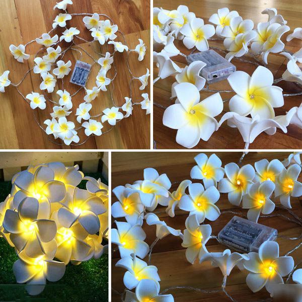 Hawaiian Foam Artificial Plumeria Flower Led String Lights Bedroom Home