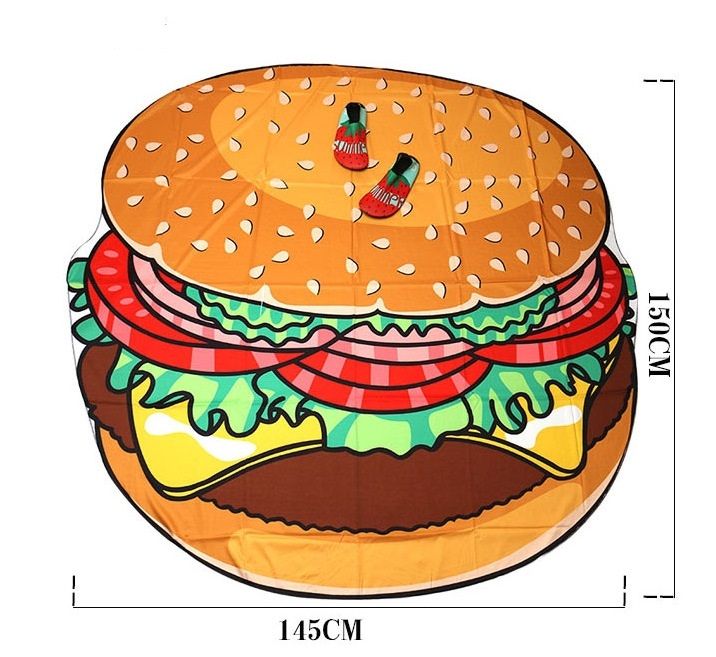 Acheter Summer Emoji Fruits Serviettes De Plage Hamburger Pizza Donuts Serviette De Douche Voyager En Bord De Mer Parasol Tapis 150 150 Cm 13