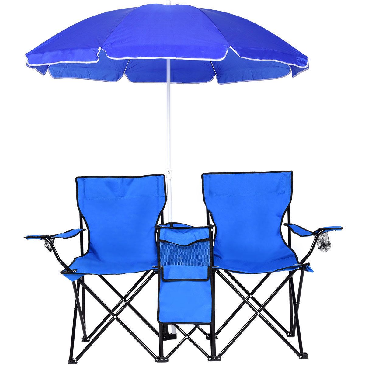 Großhandel Portable Folding Picknick Doppel Stuhl Mit Sonnenschirm