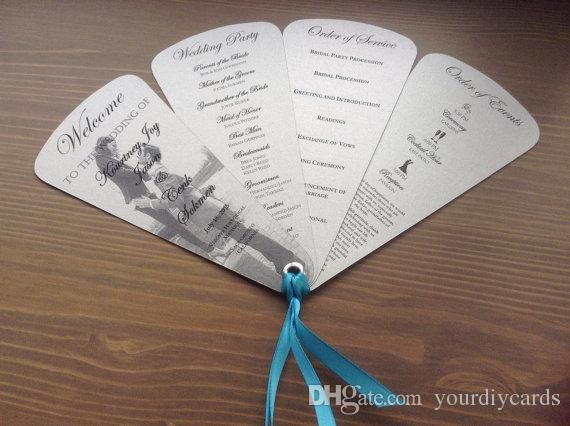 Fancy And Elegant Wedding Programs In Fan Style Beach Wedding Cards