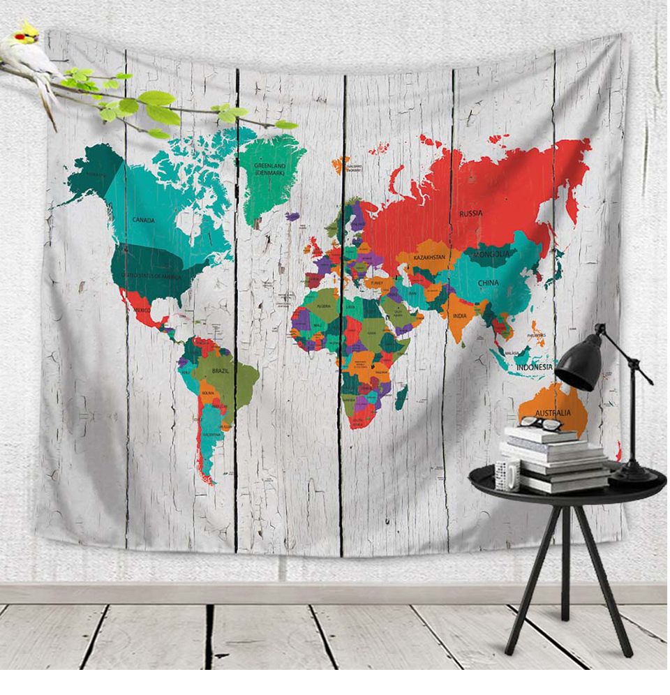 Cloth World Map Wall Hanging