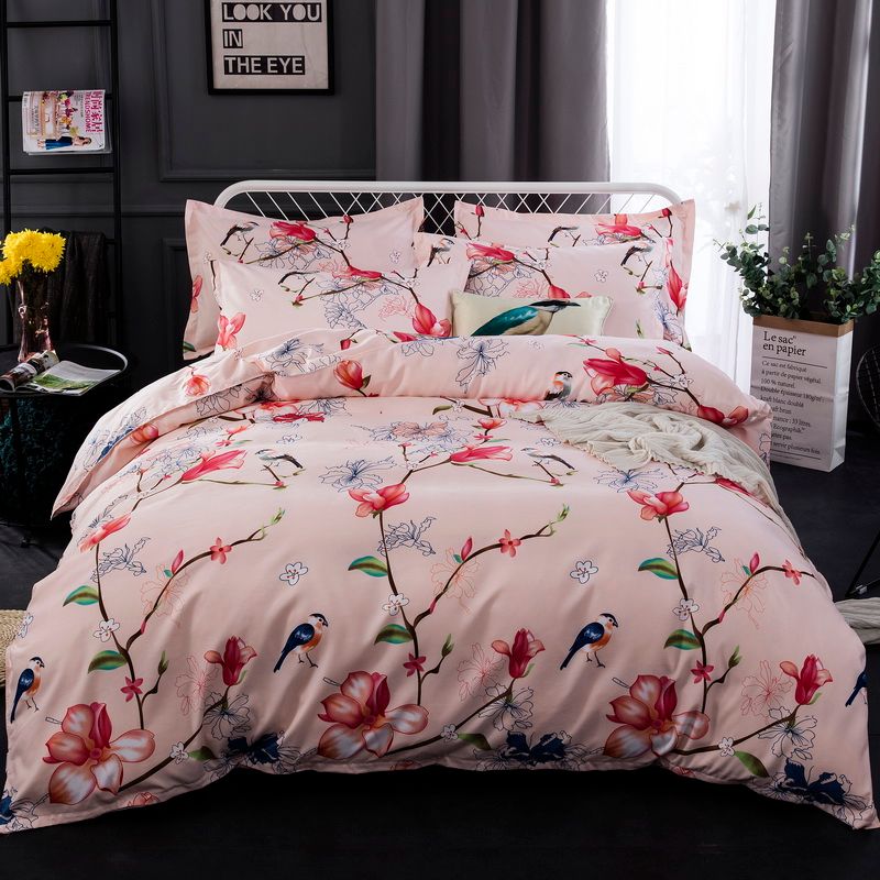 Egyptian Cotton Bedding Set Queen Size Fl Birds Pattern Duvet Egyptian Cotton Bedding Set Queen Size Fl Birds Pattern Duvet Cover With Pillowcase Twin King Single Double Bed Linen Sets Designer