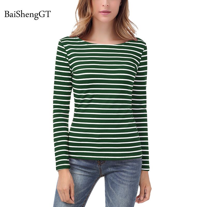 Camiseta Grandes Clásicas Manga Para Camisetas Inferiores Tallas Larga Mujeres Mujer Rayas 2018 De Colores sdxrhtQC