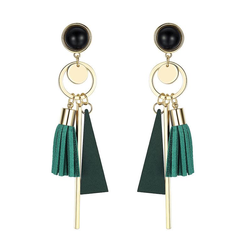 2018 Vintage Geometric Triangle Tassel Drop Earrings Faux Suede 2018 Vintage Geometric Triangle Tassel Drop Earrings Faux Suede Fabric Long Dangle For Women New Korean Style From Kittyshaw 4 79 Dhgate