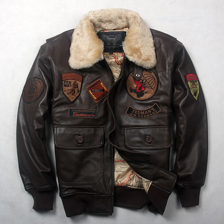 Men S Real Leather Jacket Jackets Motorcycle Genuine Aviator Sheepskin Coat Er