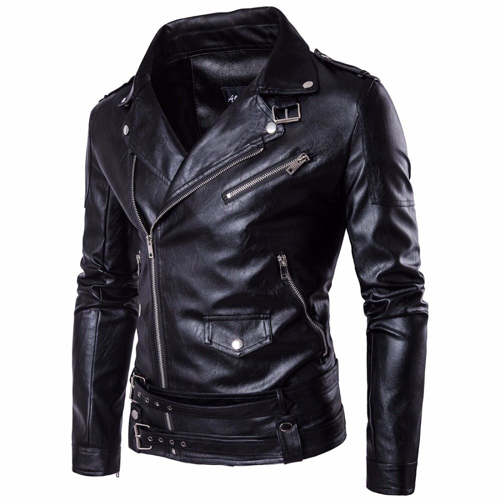 High Quality Fashion Leather Jackets Men S Jacket Brand Motorcycle Zipper Pockets