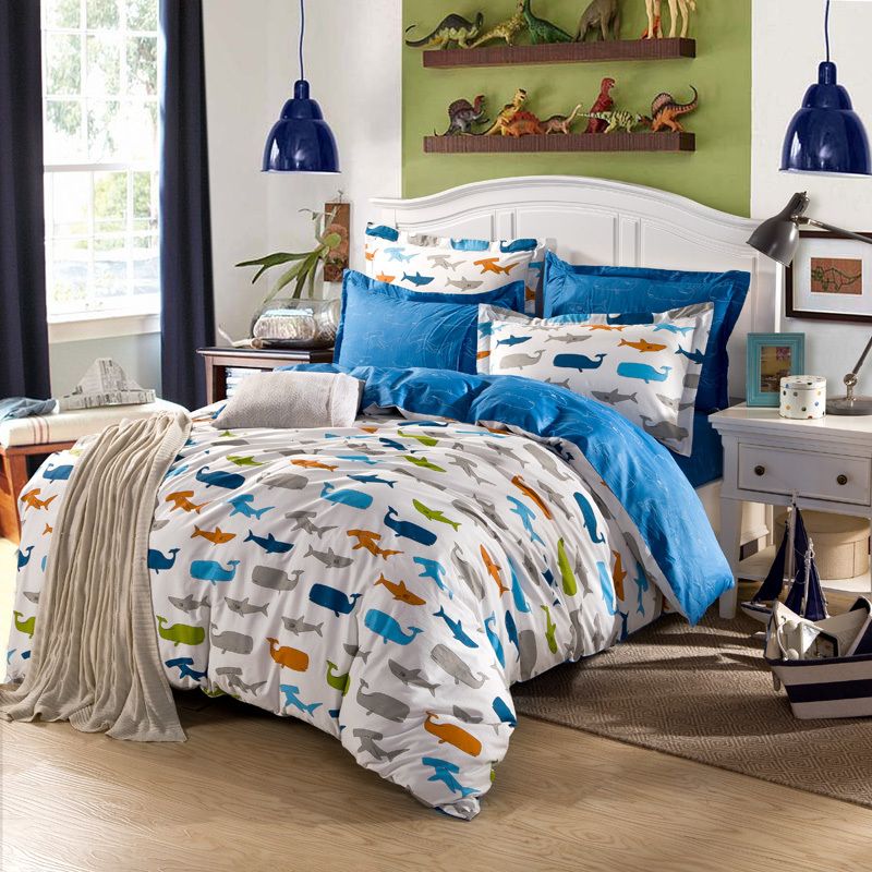 Fish Series 3 100 Cotton Kids Bed Set Colorful Print Bedding Fish Series 3 100 Cotton Kids Bed Set Colorful Print Bedding Sets Twin Size Blue Sheets Duvets Covers From Wenglianbo 128 63 Dhgate