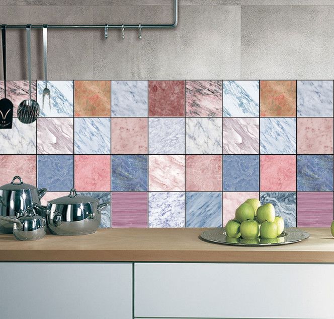 marble waterproof anti oil wallpaper mluti color tile stickers diy