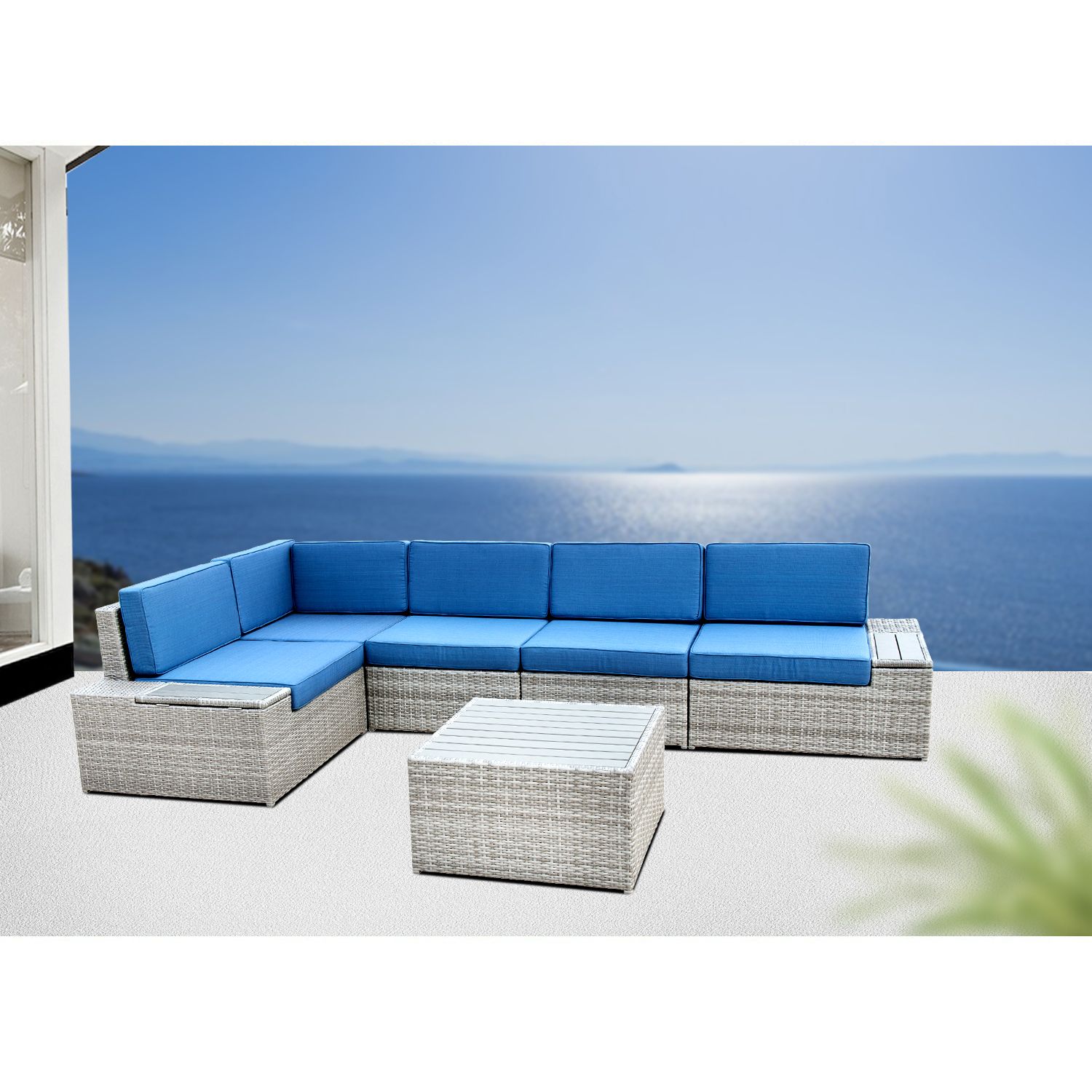 2018 Outdoor Furniture Patio Sectional Sofa Grey 2018 Outdoor Furniture Patio Sectional Sofa Grey Wicker With Blue Cushions Ice Can New Design From Netdooo 1205 03 Dhgate Com